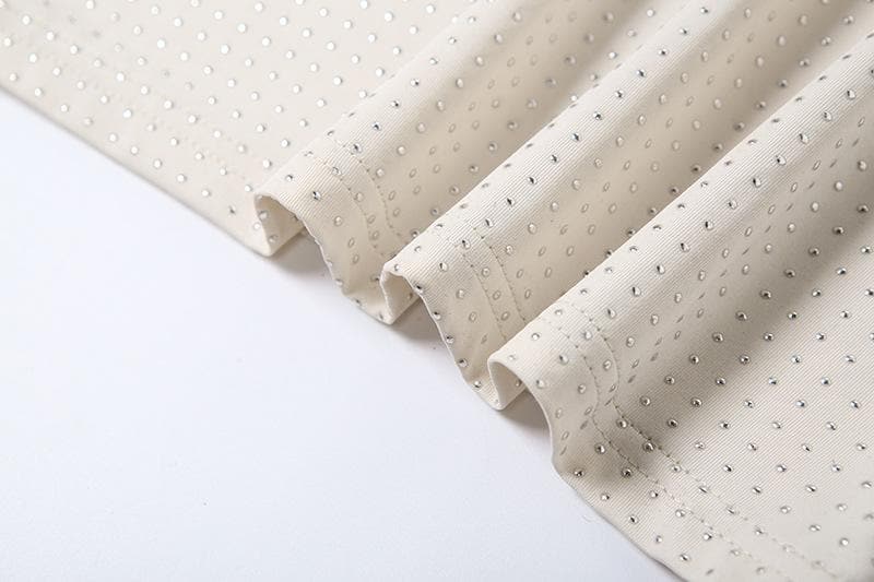 Halter cowl neck beaded low cut mini dress