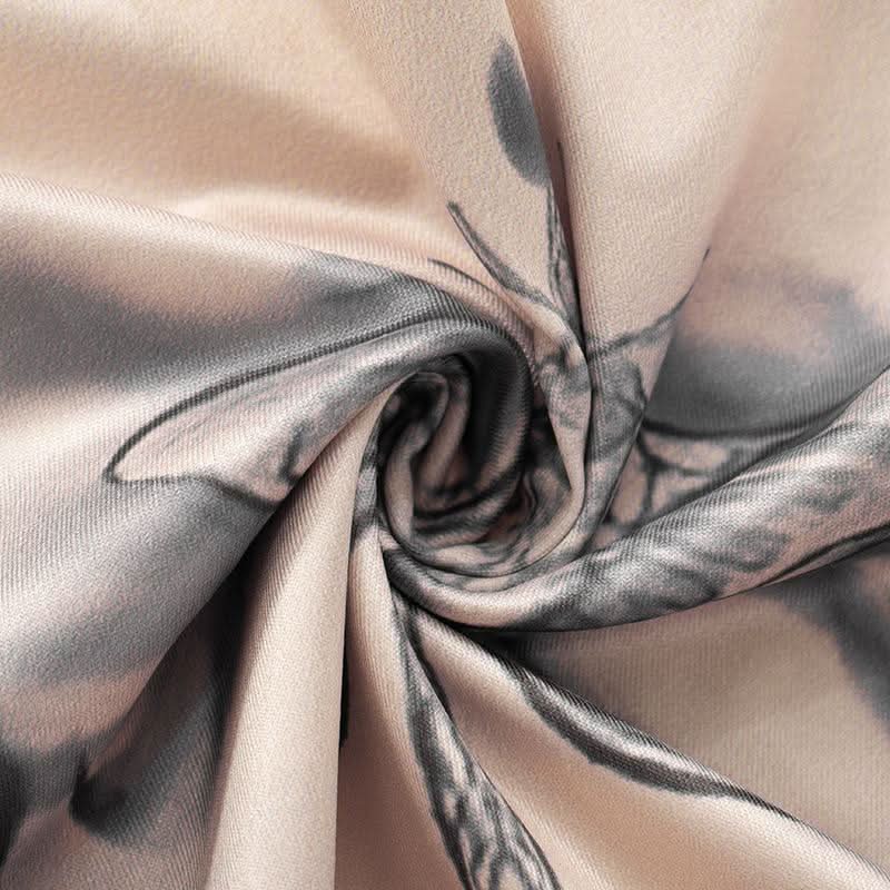 Halter long flared sleeve print hollow out crop cut out top