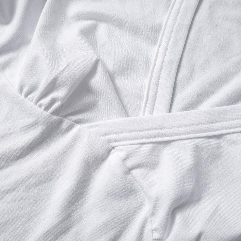 Cap sleeve v neck ruched solid top
