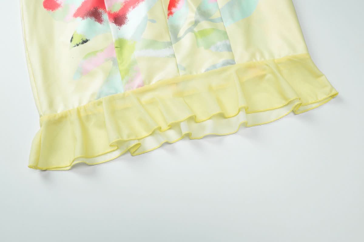 Flower print ruffle tube mini dress