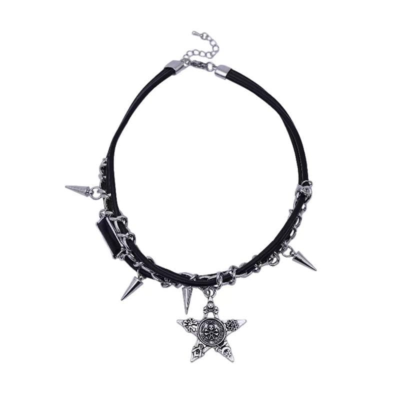 Star pendant chain rhinestone necklace