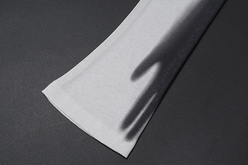 Long sleeve one shoulder ruched palm print gradient slit maxi dress- Final Sale