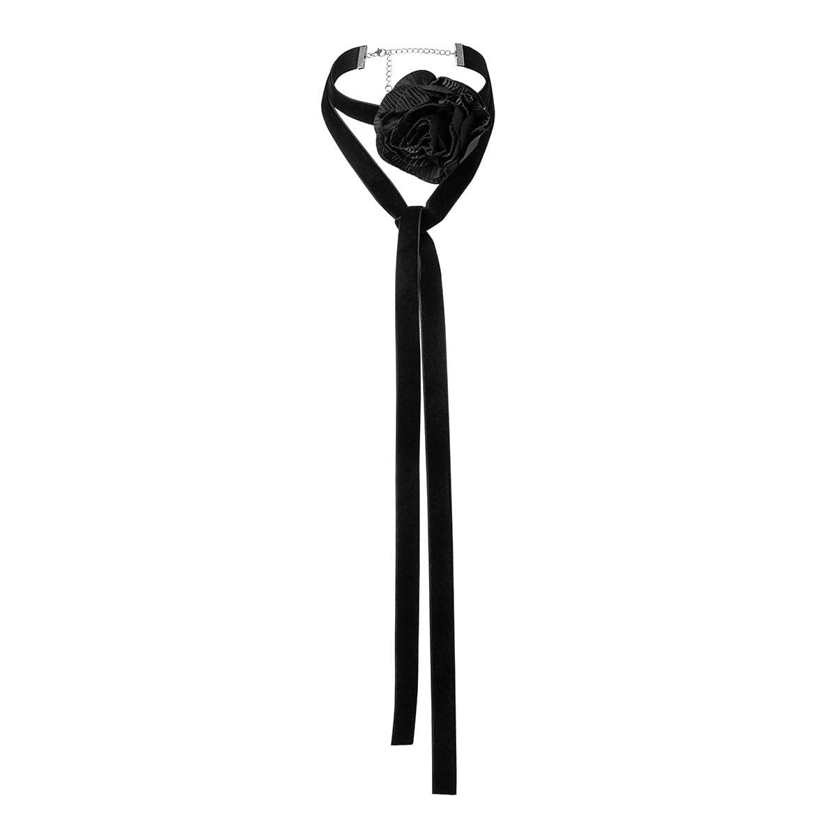Flower applique self tie velvet choker necklace