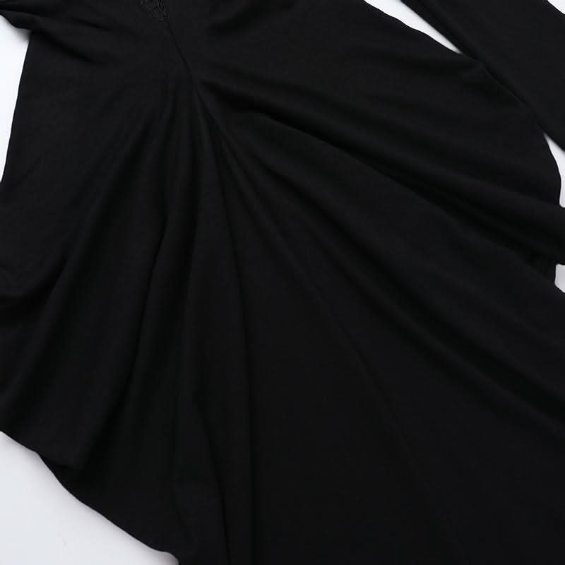 Long sleeve v neck lace hem ruched maxi dress