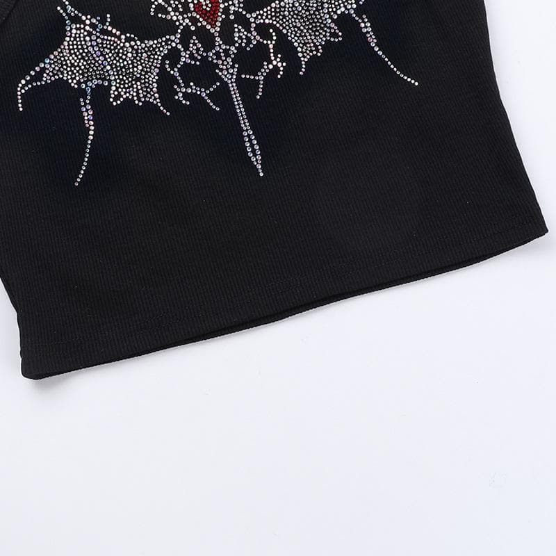 Sleeveless crewneck beaded tank crop top