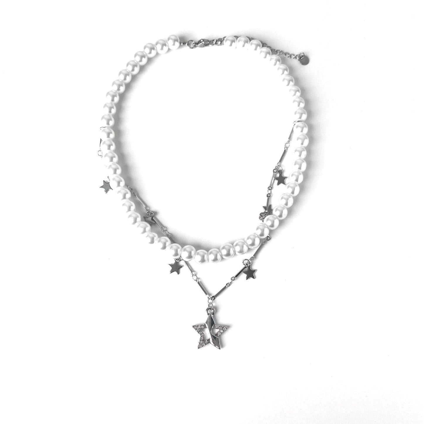 Star pendant faux pearl choker necklace