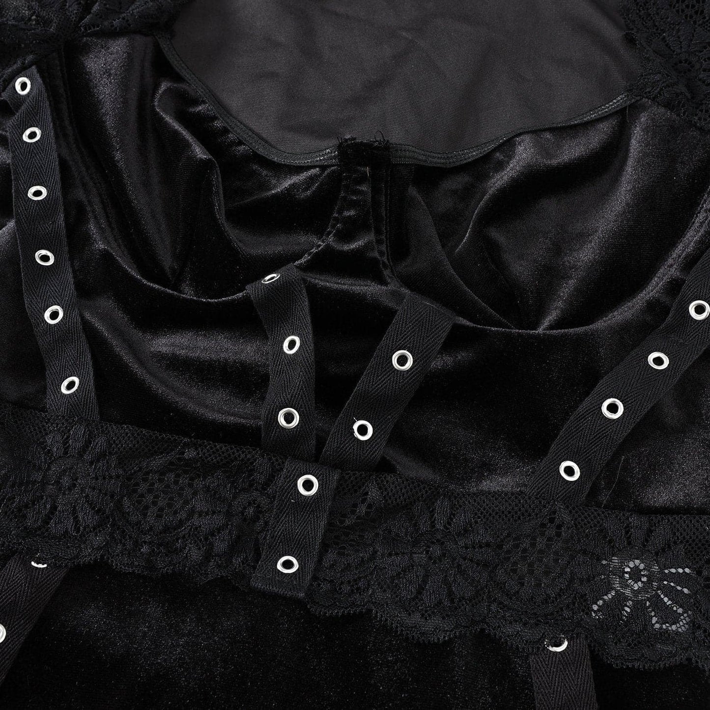 Short sleeve lace velvet patchwork bodysuit