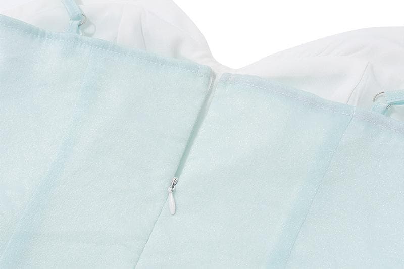 Halter metal butterfly patchwork zip-up cami mini dress