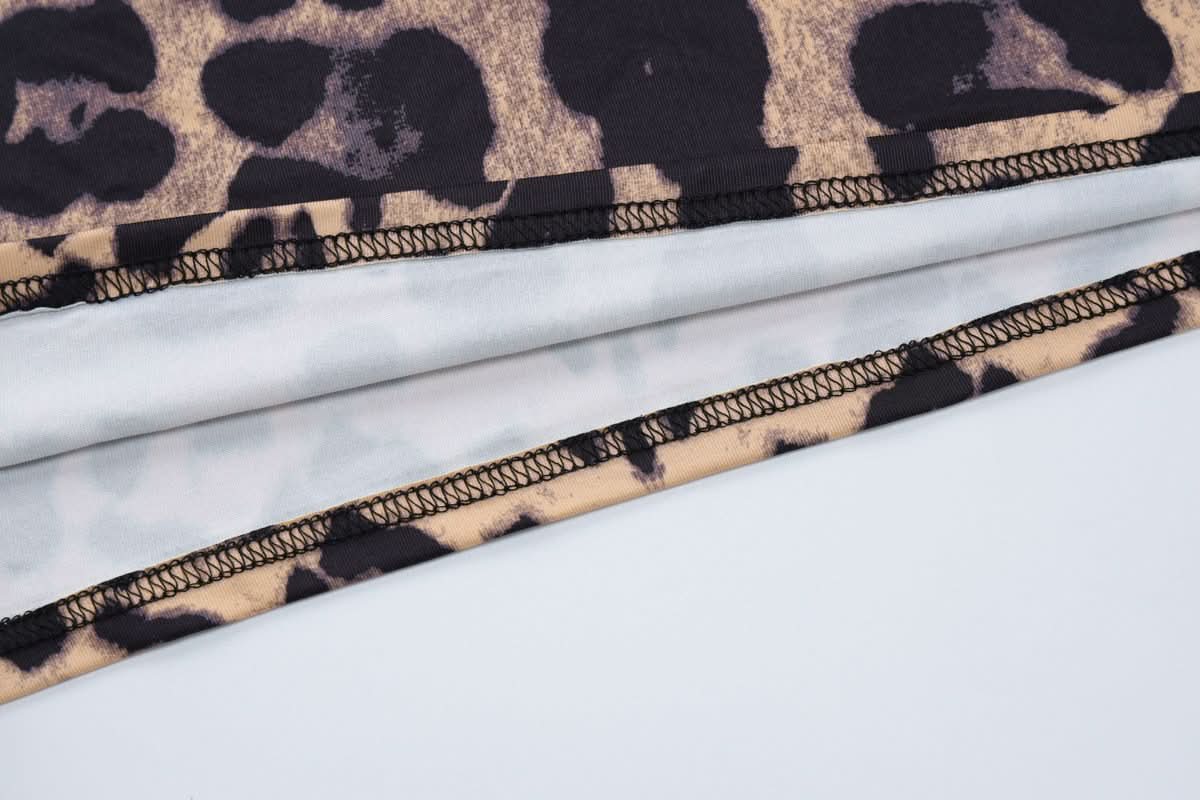 Leopard print halter o ring backless maxi dress