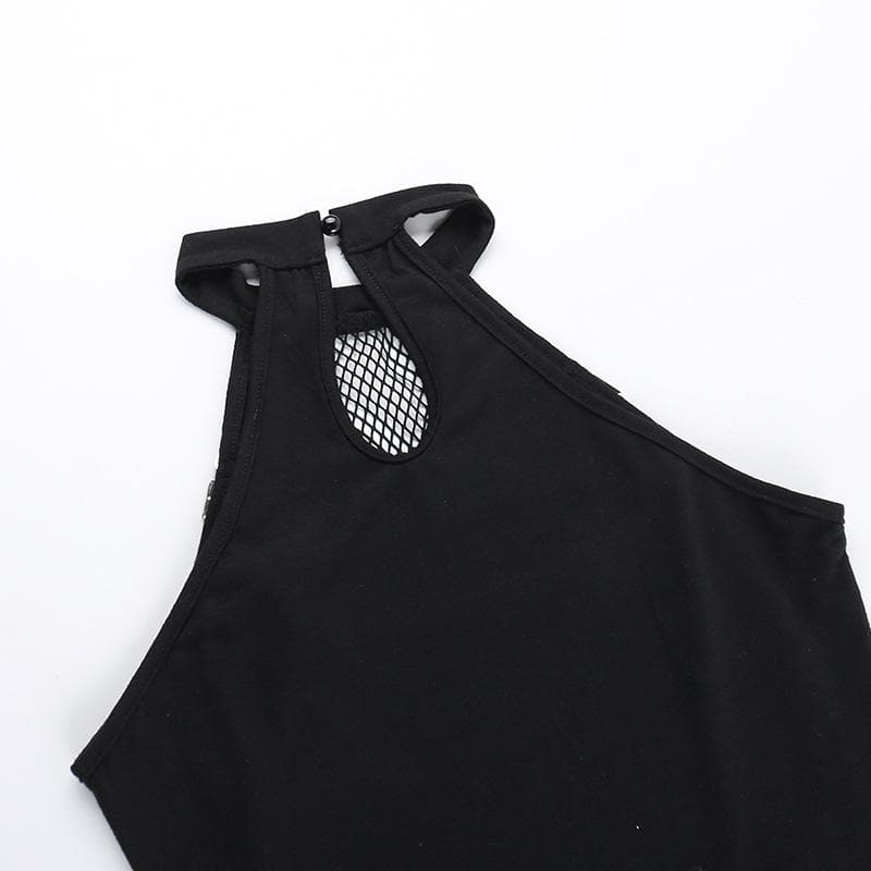 Fishnet gloves patchwork hollow out cut out top