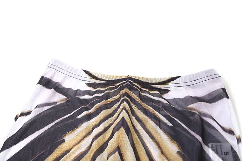 Short sleeve crewneck mesh striped print pant set