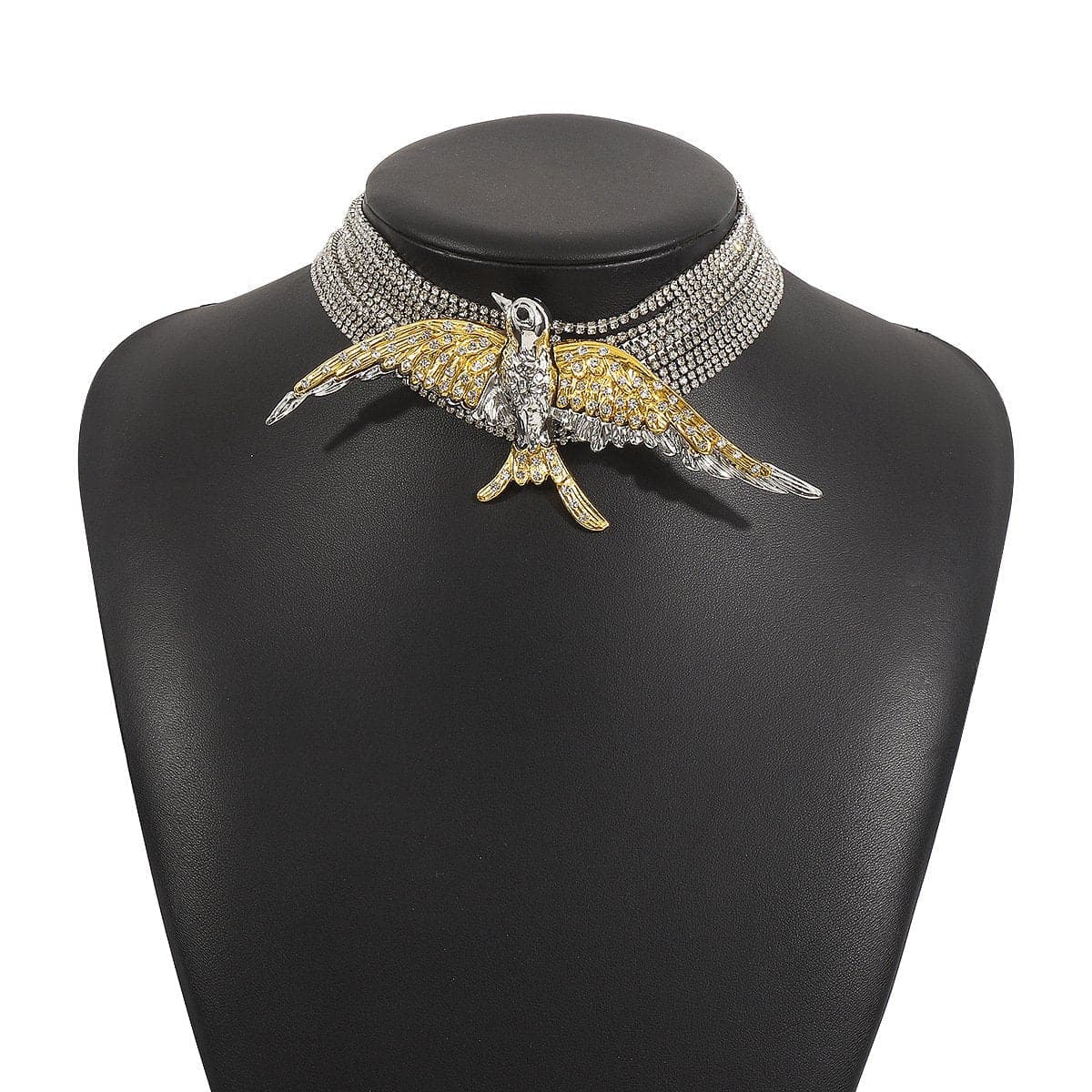 Layered swallow decor choker necklace