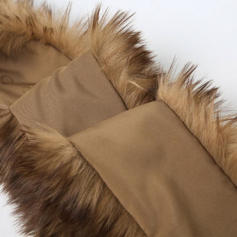 Metal chain fluffy brown decor belt