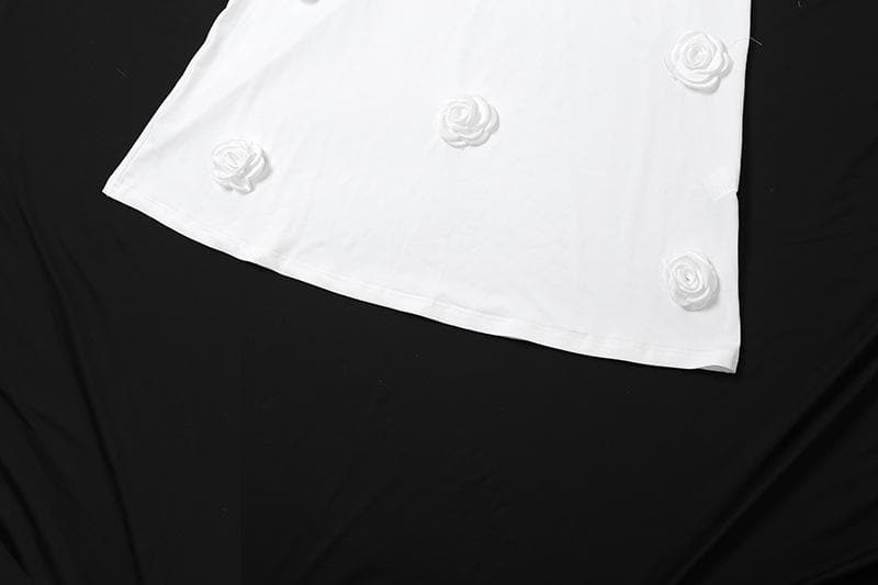 V neck flower applique cross back cami maxi dress