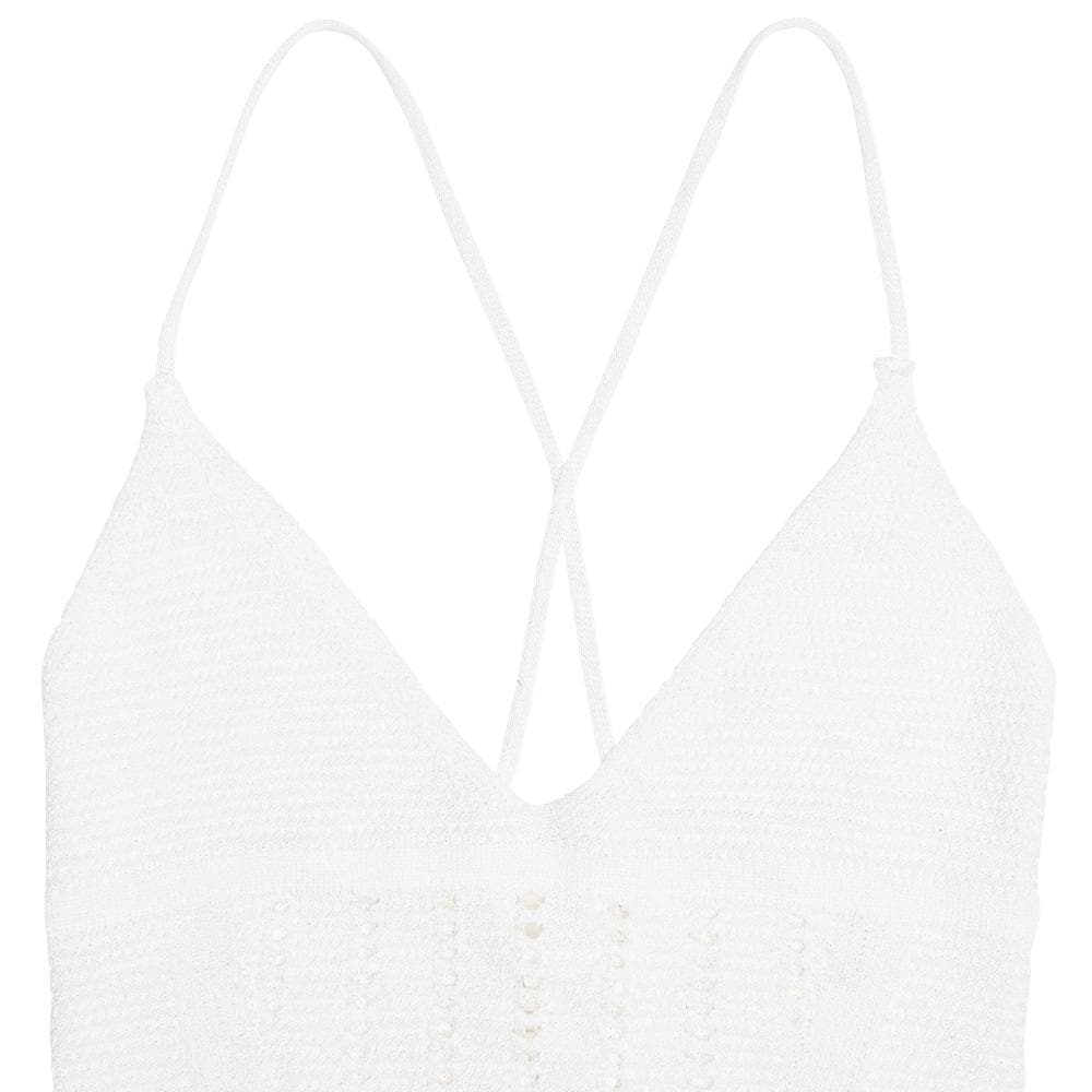 V neck knitted cross back backless cami mini skirt set