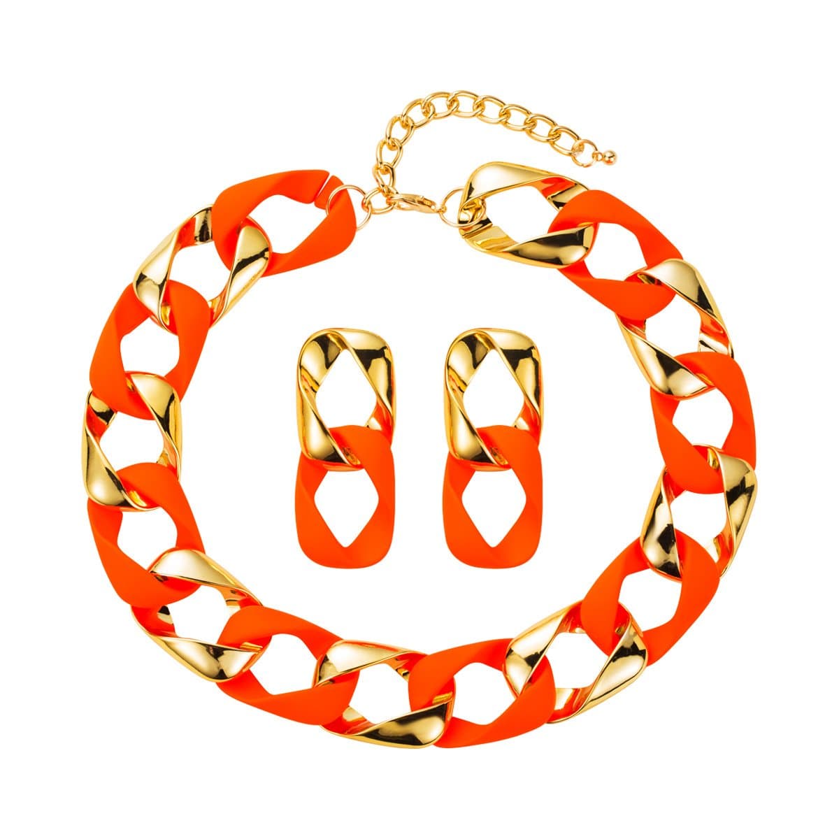 Patchwork contrast metal chain necklace