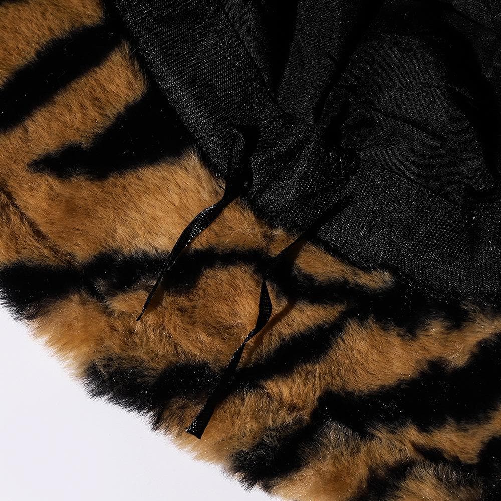 Zebra pattern fluffy fisherman bucket hat