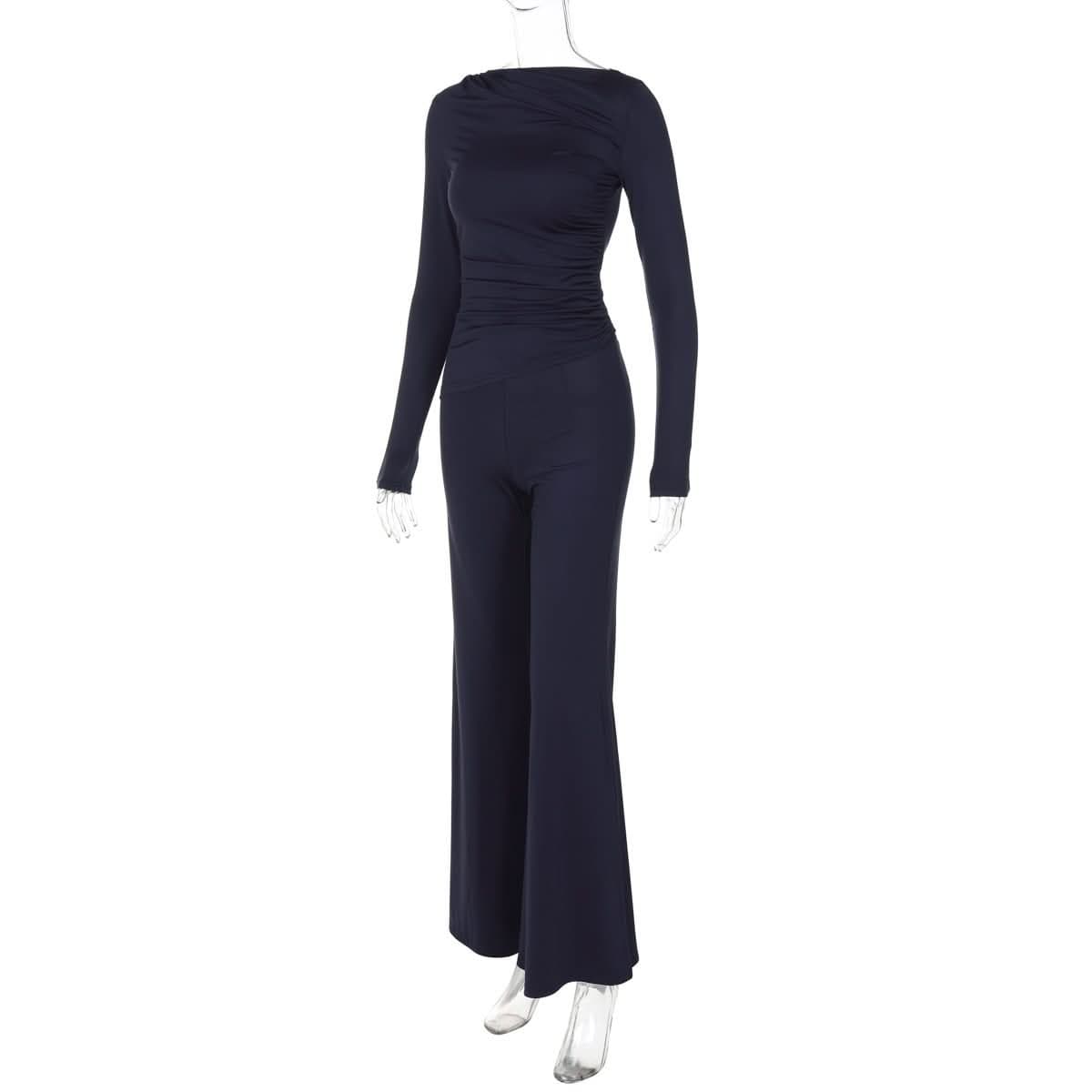 Long sleeve ruched high rise pant set-final-sale