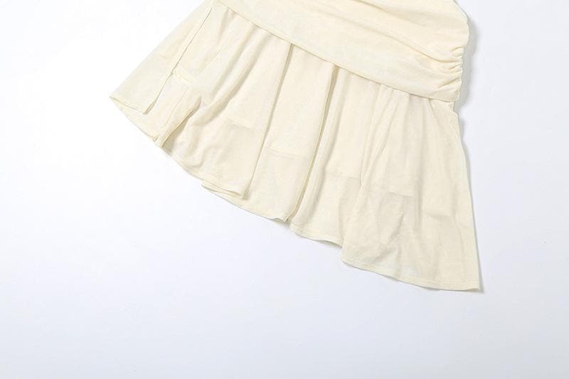 One shoulder ruched solid slit mini dress