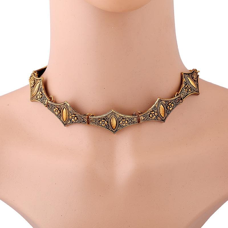 Flower metal chain adjustable choker necklace