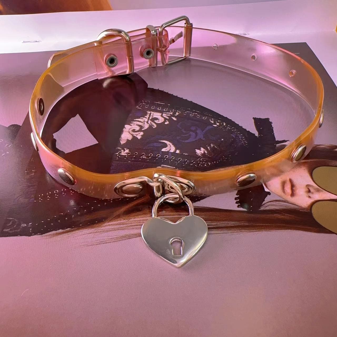 O ring adjustable pink choker necklace
