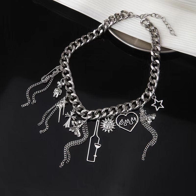 Star heart cross bear bottle butterfly necklace