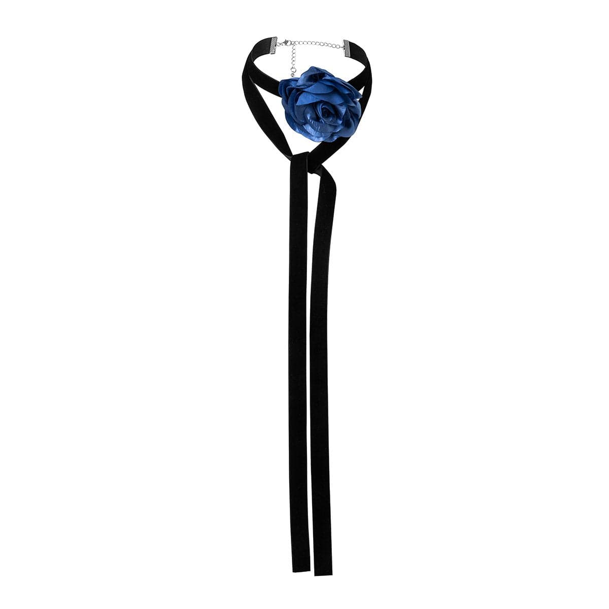 Flower applique self tie velvet choker necklace
