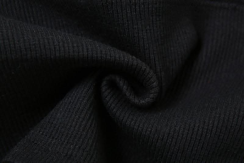 Fluffy patchwork square neck contrast lace hem long sleeve crop top-final-sale