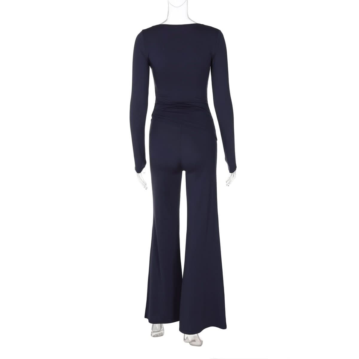 Long sleeve ruched high rise pant set-final-sale