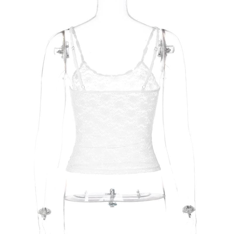 U neck see through lace backless cami top