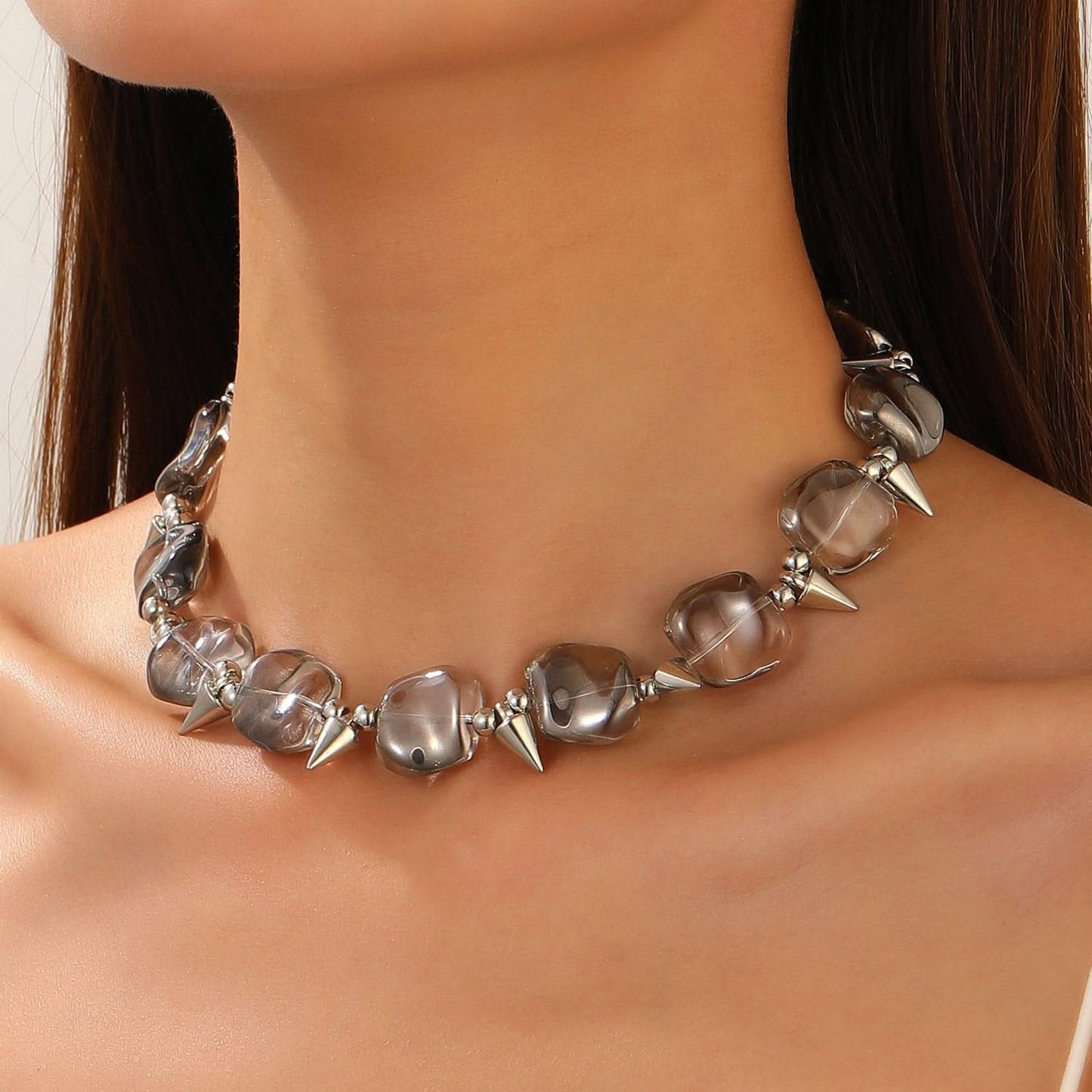 Cross rivet pendant decor choker necklace