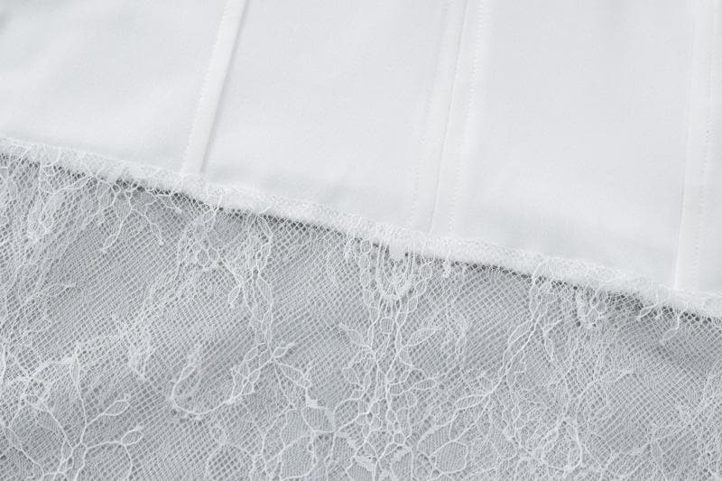 Lace patchwork stitch solid cami maxi dress