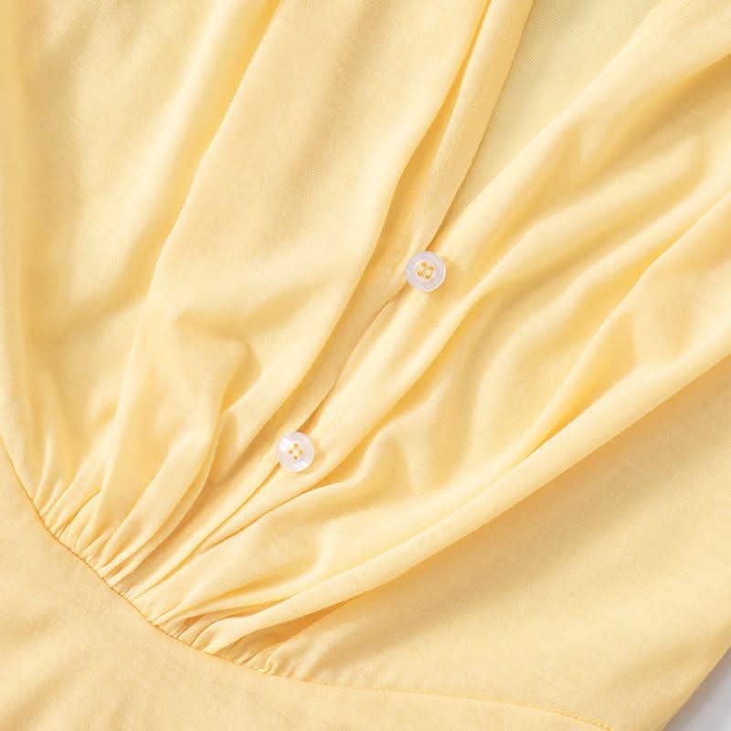 Long sleeve v neck button maxi dress