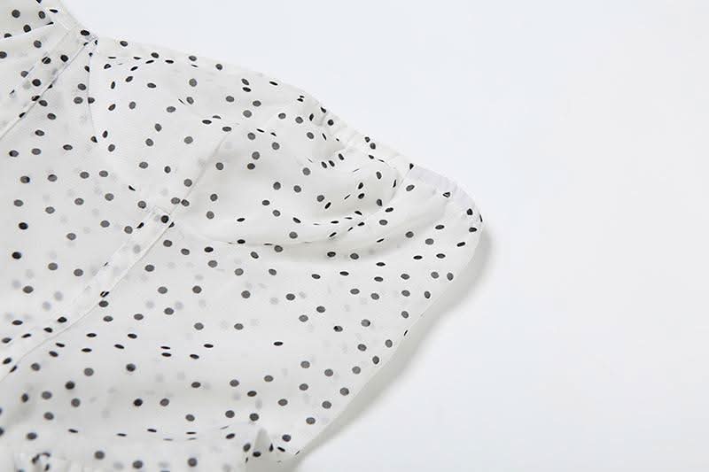 Sweetheart neck polka dot ruffle mini dress