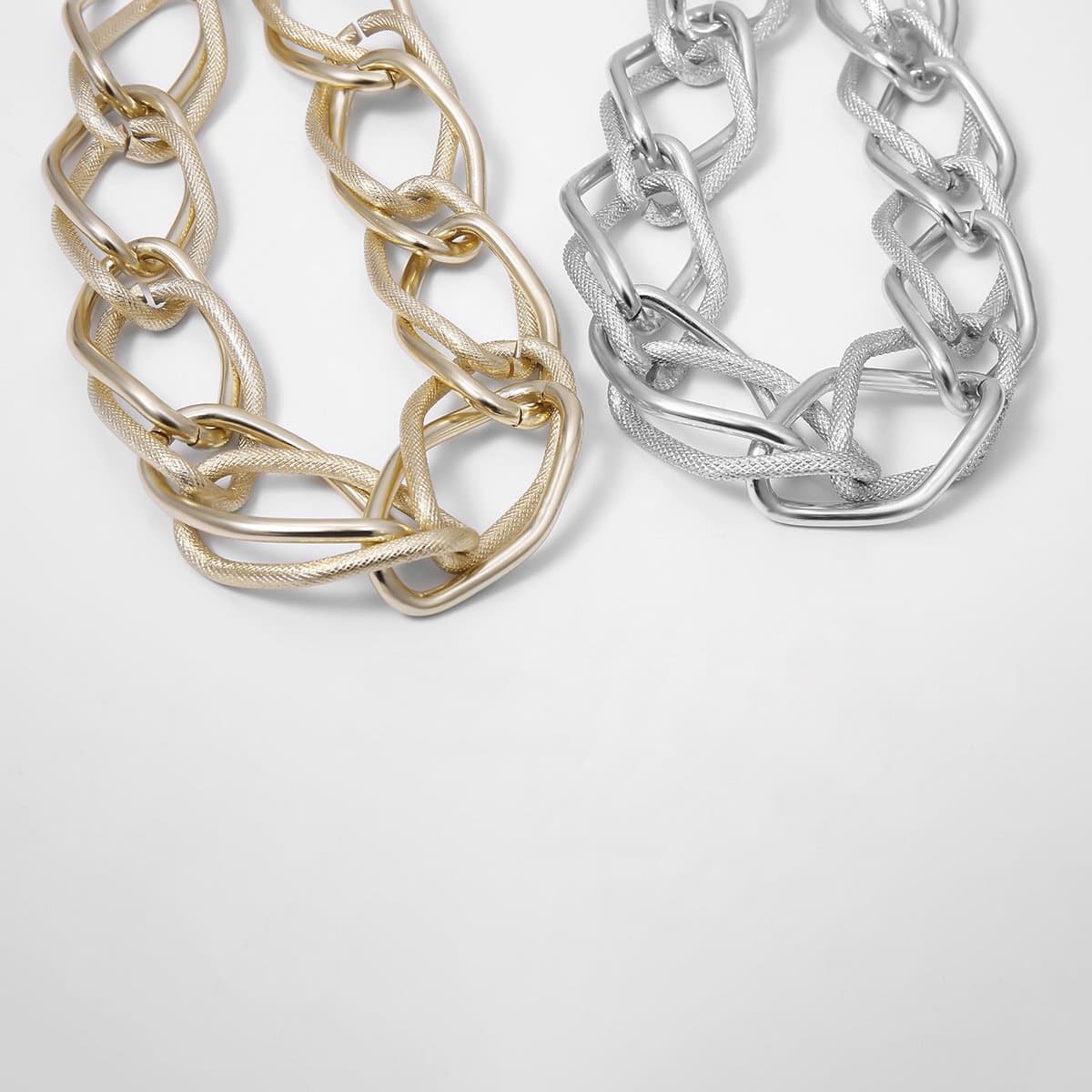 Layered metal chain choker necklace