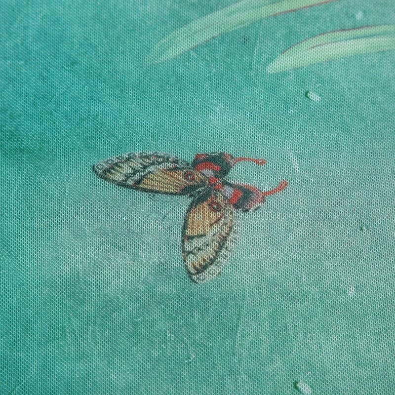 Cowl neck mesh butterfly print ruched cami maxi dress