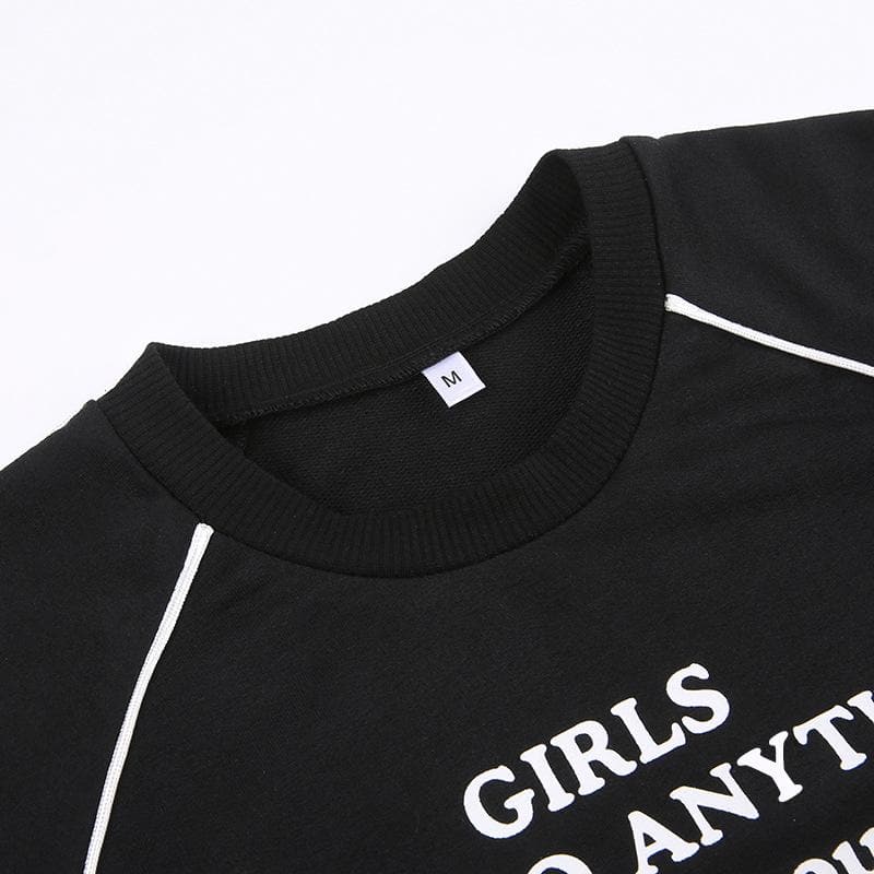 Pocket letter print long sleeve crewneck contrast bodysuit