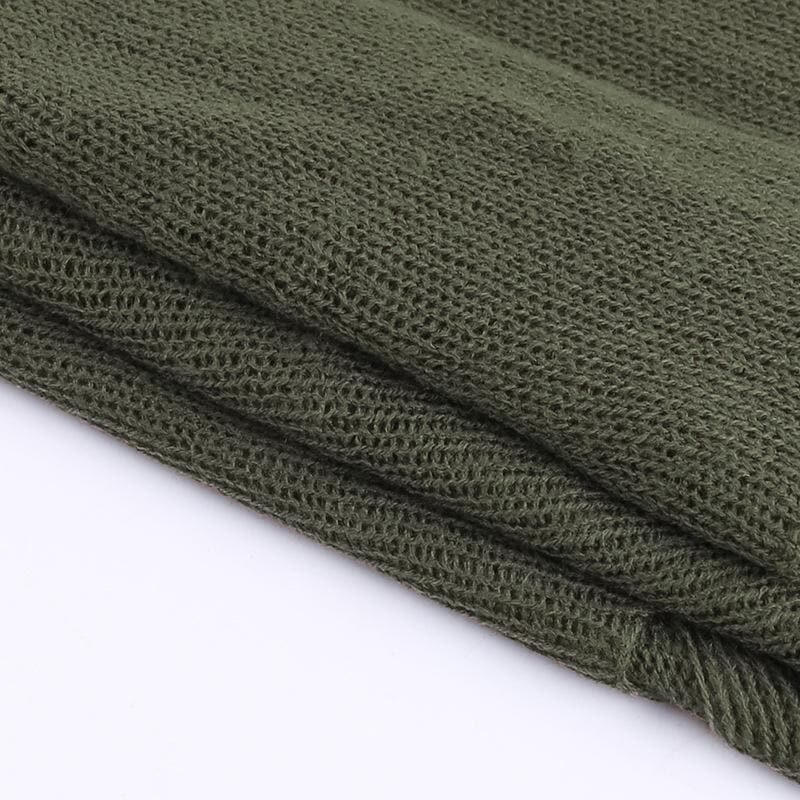 Halter cowl neck knitted buckle see through mini dress