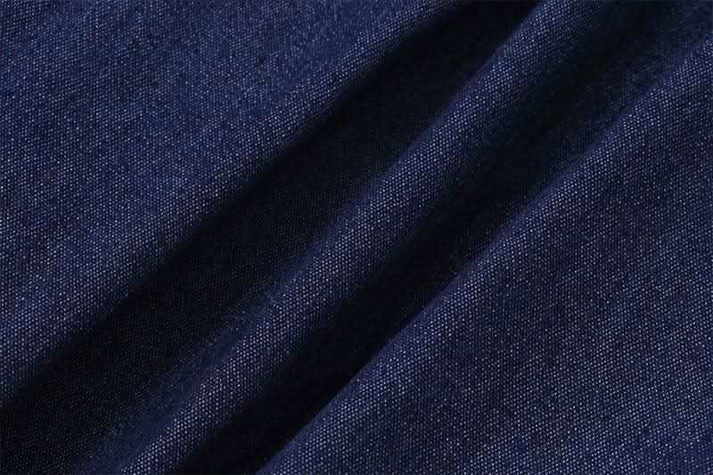 Button pocket lace hem ruched wide leg jeans