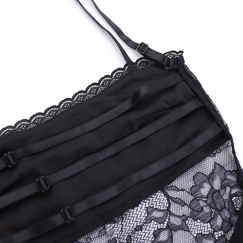 Patchwork lace ruched backless cami mini dress