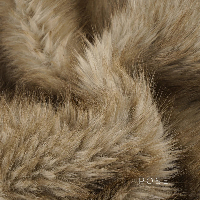 Adeline Khaki Faux Fur Shorts