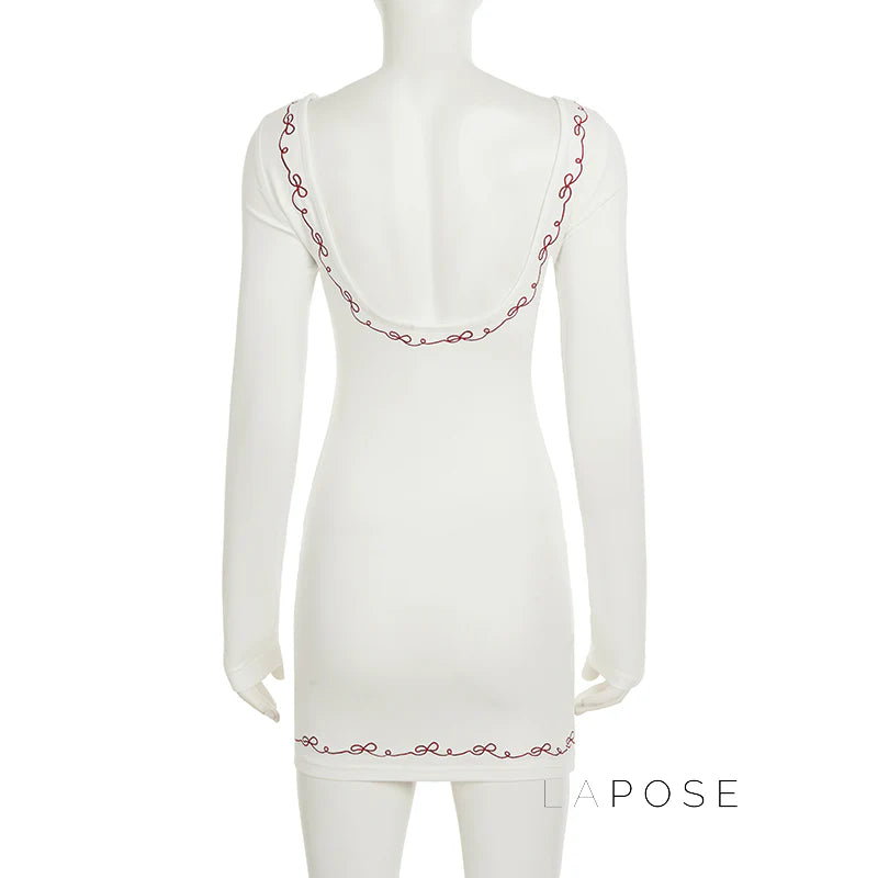 Frida Embroidered Long Sleeve Mini Dress