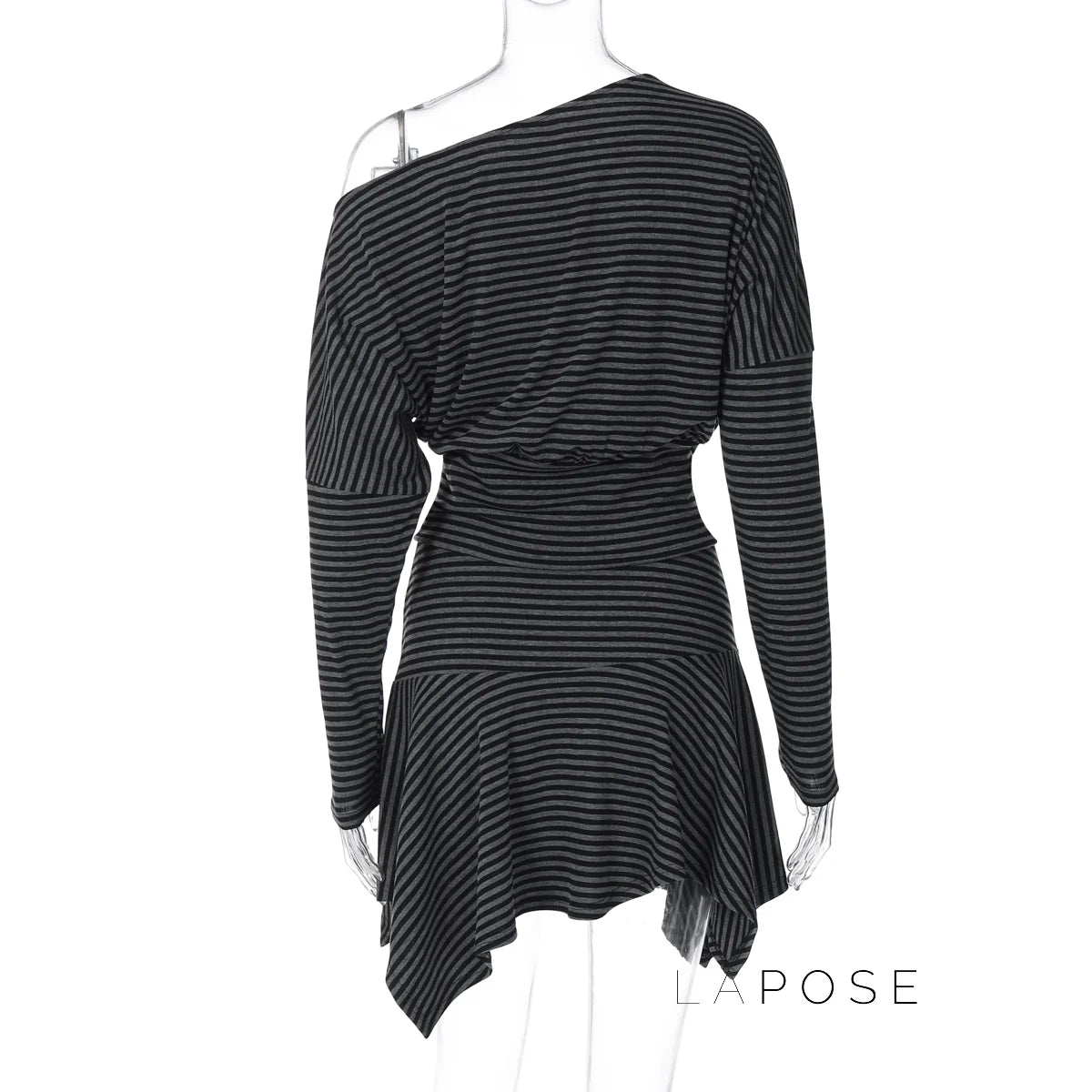 Indya Striped Off-Shoulder Skirt Set