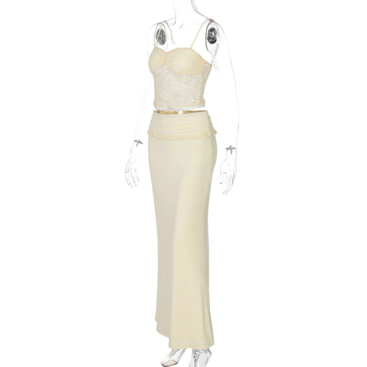 Lace Trim Camisole & Fishtail Skirt Set