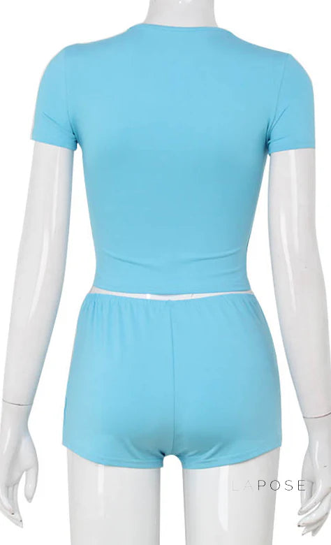 Zahraa Sporty Letter Short Set
