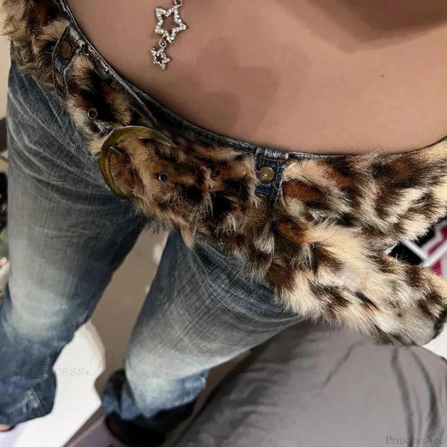Leopard Pattern Gothic Furry Changeable Strap