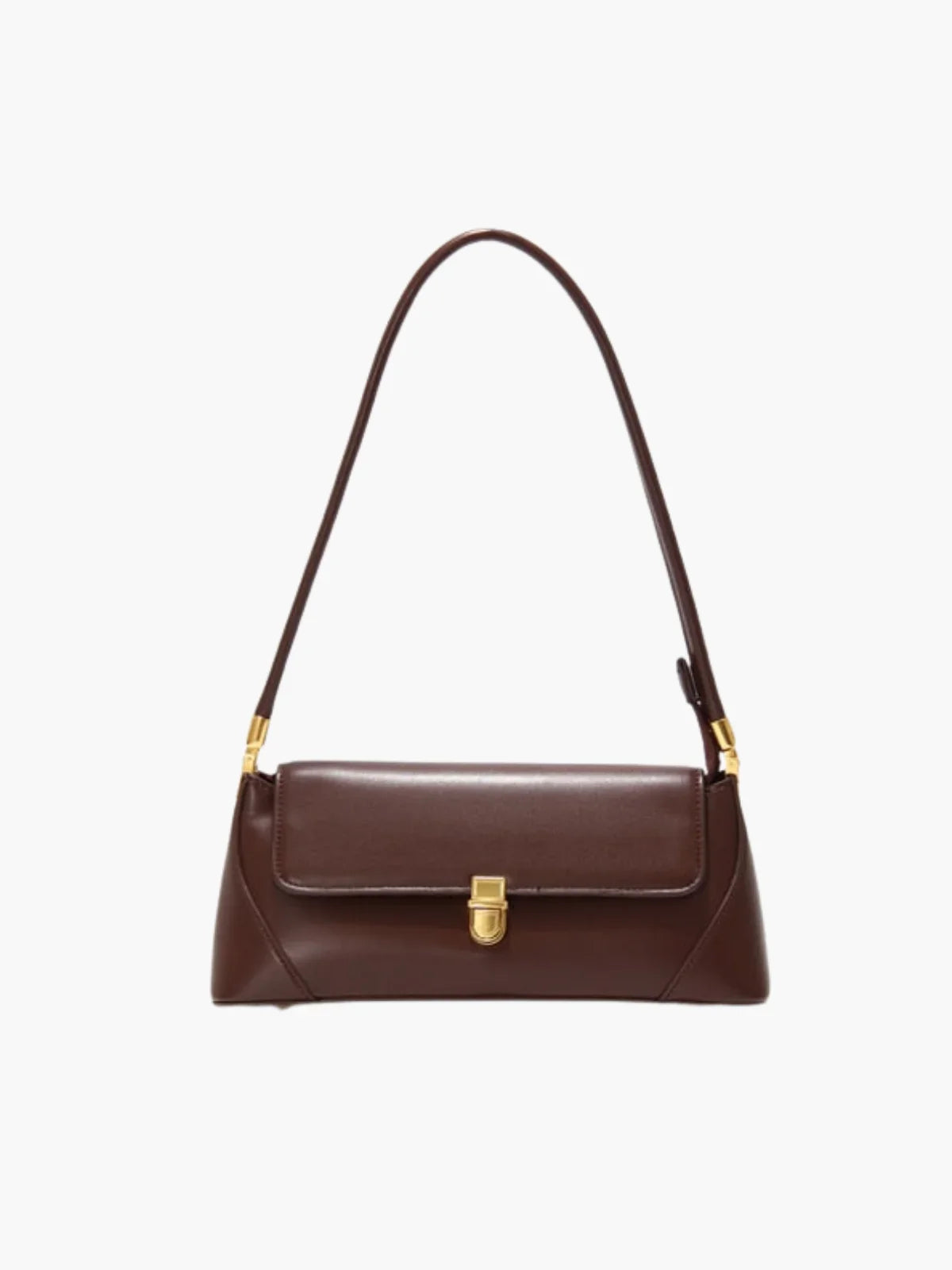 Faux Leather Shoulder Bag with Vintage Gold-Tone Hardware