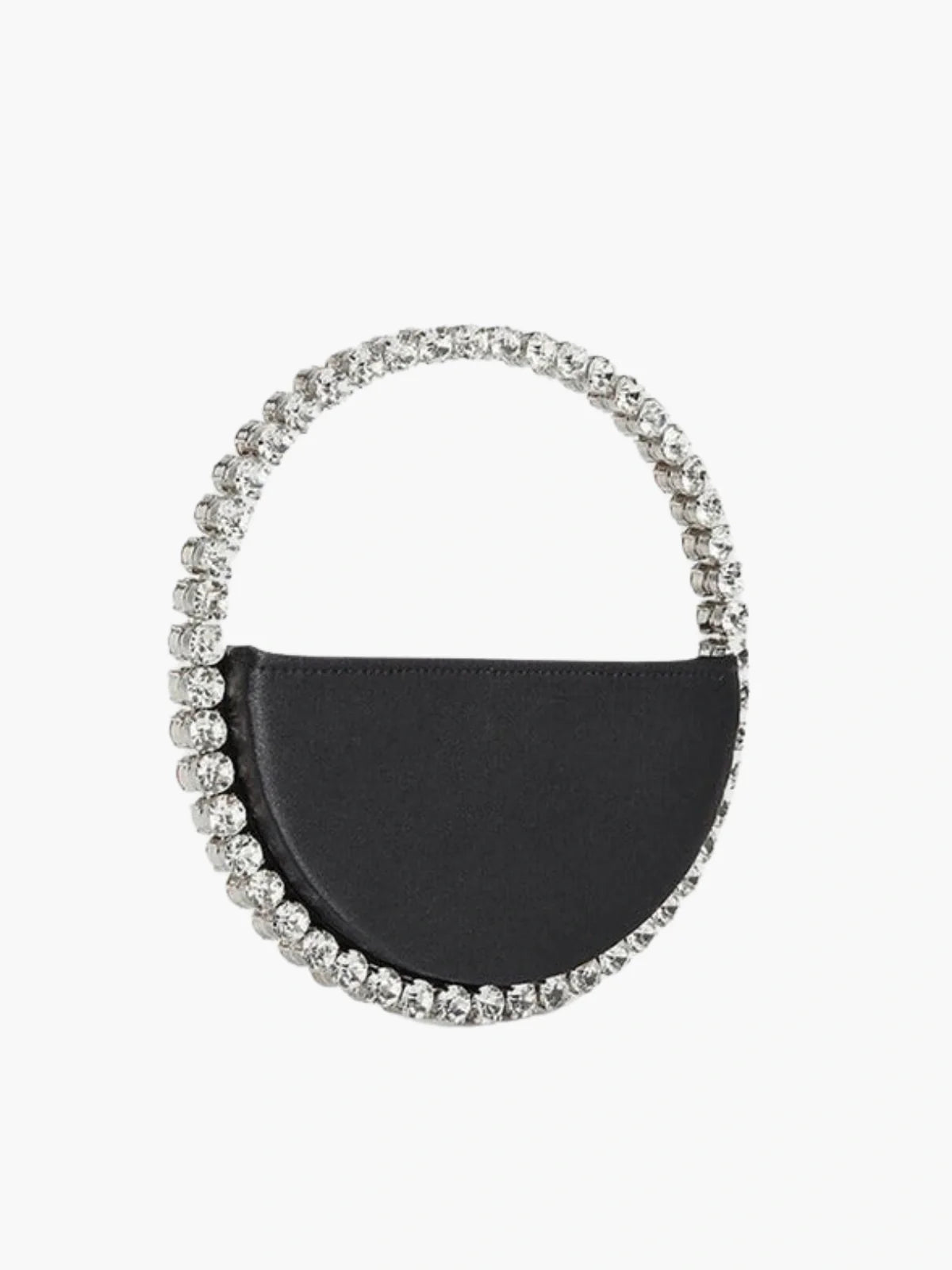 Crystal Handle Half-Moon Evening Bag