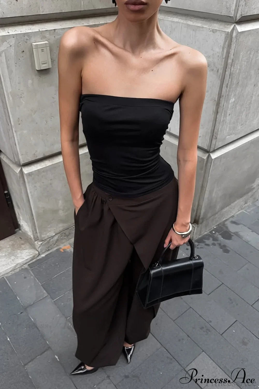 Maillard Asymmetrical High Waist Pants