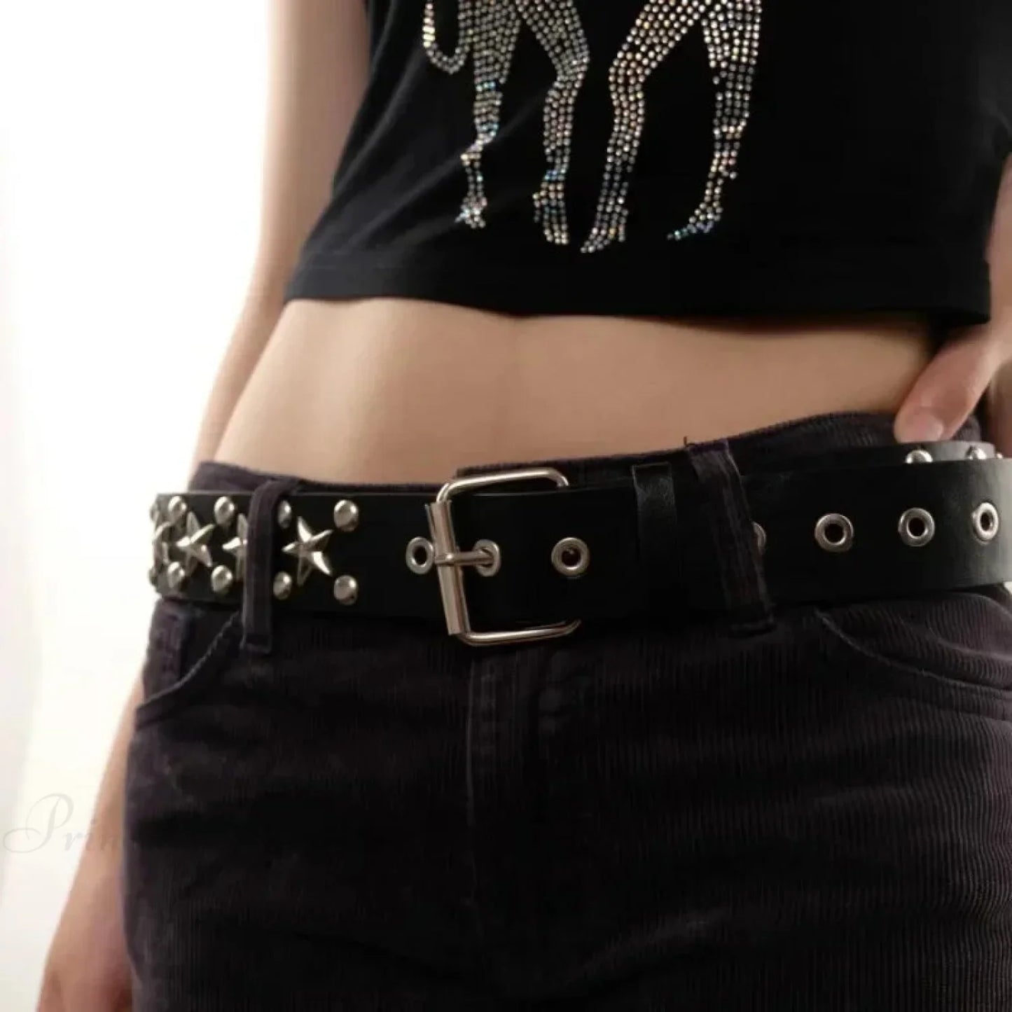 Men's Gothic Punk Metal Rivet Star Belt